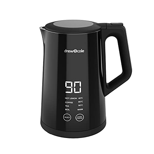 Drew&Cole Digital Kettle Pro 1.5L - Live Temperature Display - Variable Temperature Control - Energy Efficient - 4 Preset Temperatures From 40°C