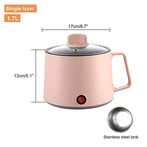 Electric Hot Pot, 1.7L Multi-Functional Electric Skillet for Stir Fry/Stew/Steam, Portable Mini Electric Cooker for Soup Porridge Dumplings Eggs