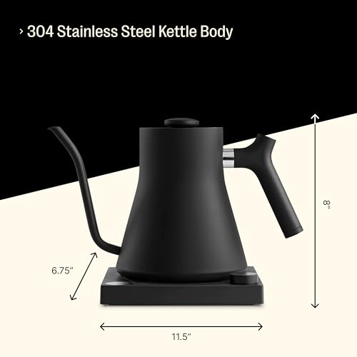 Fellow Stagg EKG Electric Gooseneck Kettle - Pour-Over Coffee and Tea Kettle - Stainless Steel Water Boiler - Quick Heating Electric Kettles for
