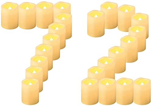 24 PCS 3.8x4.6 CM Warm White Battery Powered Flickering LED Tea Lights, Flameless Votive Electric Fake Candles for Wedding, Festival Celebration,