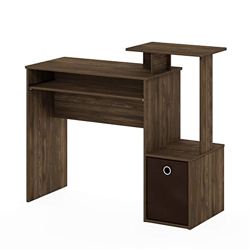 Furinno Econ Multipurpose Home Office Computer Writing Desk, Computer Desk, Study Desk, w/Bin, Black/Brown, 100.1 (W) x 86.6 (H) x 39.9 (D) cm