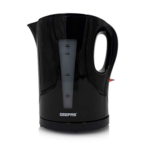 Geepas Electric Kettle, 2200W | Boil Dry Protection & Auto Shut Off | 1.7L Cordless Fast Boil Jug Kettle for Hot Water Tea or Coffee | Swivel Bas