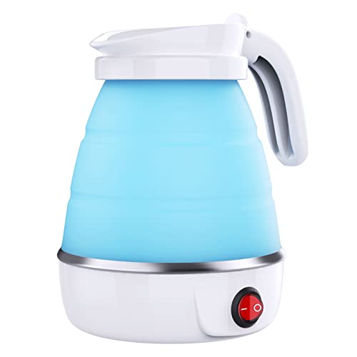 DUCHIFAD Travel Kettle, Foldable Mini Kettle for Travel, Camping Kettle Silicone Electric Water Boiler, Collapsible Kettle with Separable Power C