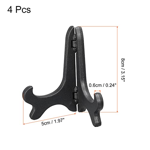 MECCANIXITY 3 Inch Display Stand Holders Display Pictures PP Plastic Black for Home Decoration, Art, Book Stores Pack of 4