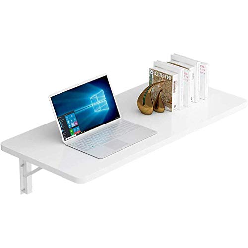 MYYINGELE Folding Wall-mounted Table for Small Space, Solid Wood Kitchen Drop Leaf Table, Compact Computer Study Desk for Office Home, Blue, 80x4