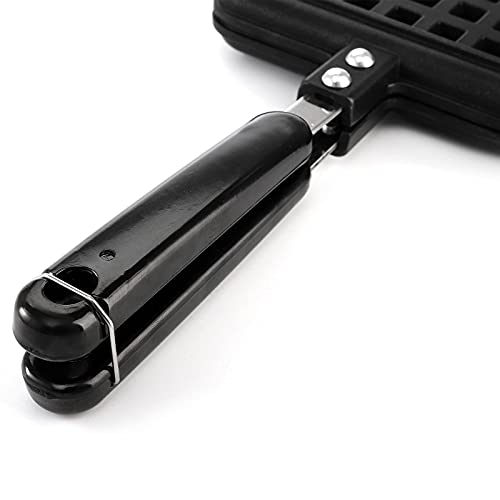 Dicunoy Waffle Cone Maker, Cast Iron Square Nonstick Ice Cream Cone Egg Roll Omelet Dessert Mold, Irons Crisp Pancake Baking Tool, 13cm x 14cm