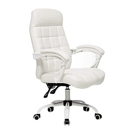 YT.JYUERI Relax Comfortably Safe Office Chair, High Back Leather Reclining Desk Chair, Big & Tall Heavy Duty Metal Base & Linkage Armrests Ergono