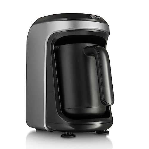 KARACA Hatır Hüp Turkish Coffee Machine, Automatic One-Button Turkish Coffee Brewing Pot, Serve 5 Cups of Turkish Coffee at One-Brew, Black/Anthr