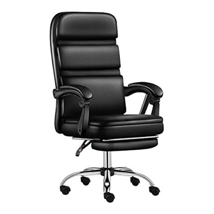 ZXNRTU Relax Comfortably Safe Office Chair High Back Adjustable Managerial Home Desk Swivel Computer PU Leather Chair with Lumbar Support, Black
