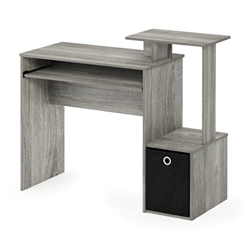 Furinno Econ Multipurpose Home Office Computer Writing Desk, Computer Desk, Study Desk, w/Bin, Black/Brown, 100.1 (W) x 86.6 (H) x 39.9 (D) cm