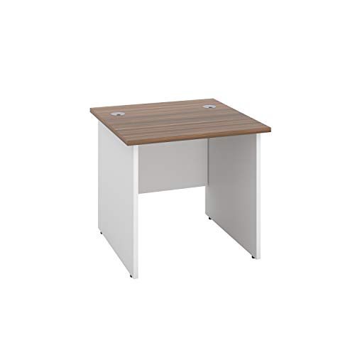 Office Hippo Heavy Duty Square Office Desk with Panel Ends, 80 x 80 x 73 cm, White Legs, Oak Top