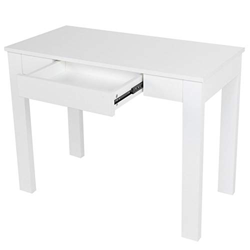 Particle Board Desk Table with Drawer for Home Office Bedroom Living Room Laptops Paperwork White