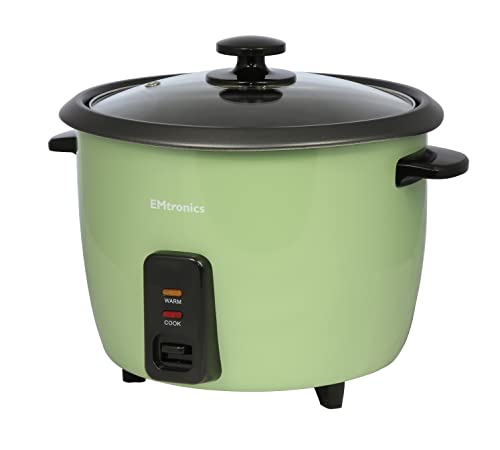 EMtronics EMRCDSTSG1-8 Rice Cooker 1.8 Litre with Automatic Cooking, Steamer Tray and Warmer Function with Removable Non-Stick Bowl, Measuring Cu