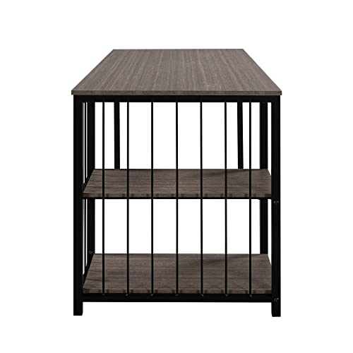 N/A 55" Laptop Desk Writing Desk with 2 Storage Shelves Left or Right Metal Frame Home Office Computer Desk (Color : A)