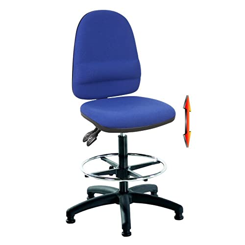 LAB SPACE - Mist 2 Draughtsman Chair Upholstered in Black, Charcoal or Blue Fabric - High Office Chair, Lab Chair, Bench Chair, Drafter Chair (Bl