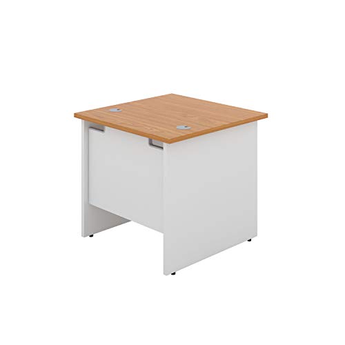 Office Hippo Heavy Duty Square Office Desk with Panel Ends, 80 x 80 x 73 cm, White Legs, Oak Top