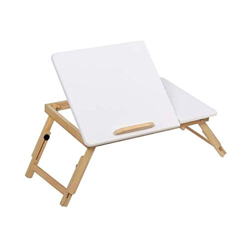 N/A White Office Computer Desk, Folding Laptop Shelf Table Can Be Raised and Lowered