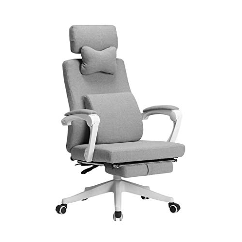 MU Computer Chair,Fabric Home Study Chair Boss Swivel Chair Ergonomic Chair Office Chair Multi-Angle Reclining Reclining Load-Bearing 400Kg,Gray,