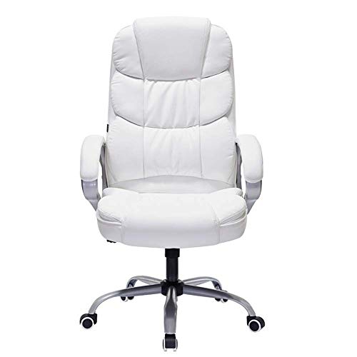 MU White Reclining Office Chair Computer Desk Chair Thicken Padded Swivel Executive Office Chair for Office Home Office Chair