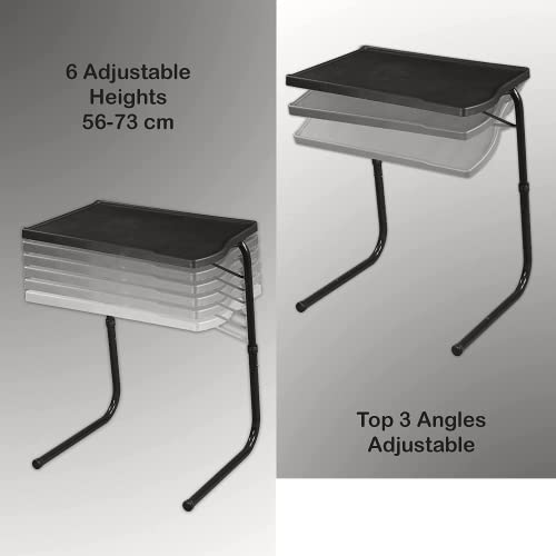 OAK N' OAK TABLE BUDDY smart® BLACK | Adjustable Multi Position Portable Folding Table Mate with Cup Holder for Bed Trey, Work, Watch TV, Dining,