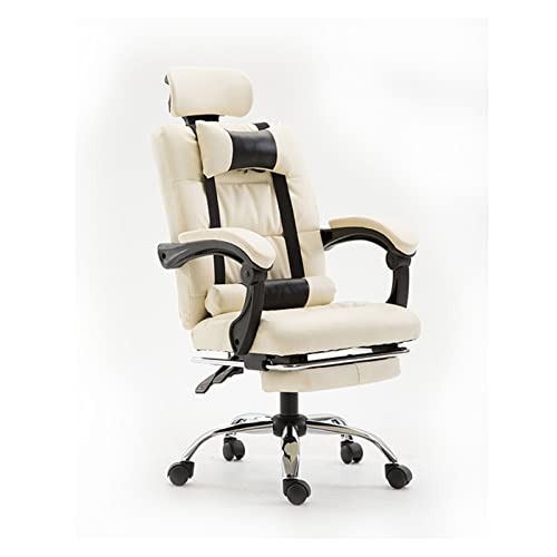 LUKEO Home Office Reclining Lounge Chair Lift Rotary Chair Footstool Executive Chair Lunch Lounge Chair (Color : Argento, Size : Light Grey)