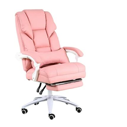TJLSS Office Computer Chair Comfortable Gaming Chair Home Office Reclining Boss Chair Swivel Lifting Silla Gamer Nylon Feet (Color : Pink, Size :