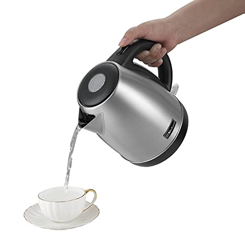 Belaco Electric Kettle Stainless Steel Housing 1.7L Fast Boil Cordless 360° Rotation Removable Water Filter 1800-2200W UK Plug Auto Shut-Off & Bo