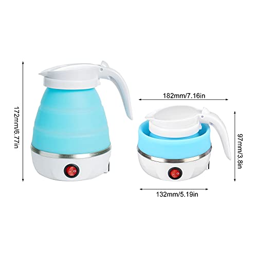 Foldable Electric Kettle, UK 600ml Portable Fast Boil Folding Kettle, Food Grade Silicone Boil Dry Protection with Separable Power Cord for Campi