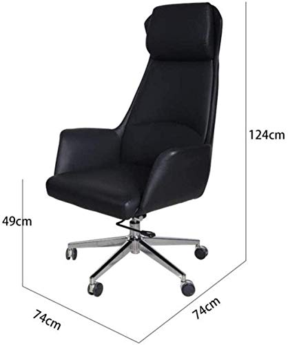 HJW Ergonomic Office Chair Leather Home Computer Chair Office Chair Modern Minimalist Lifting Rotation Armchair,Black,124X74X74Cm