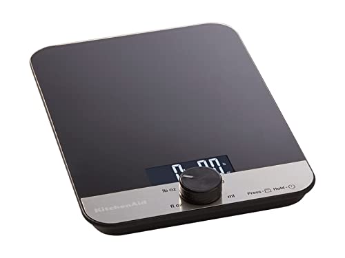 KitchenAid Digital Glass Top Kitchen Scale, 5000g Dry / 5000ml Liquid Capacity, Black