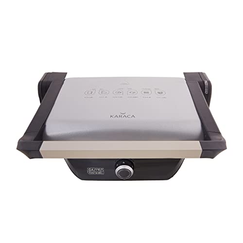 KARACA Gastro Diamond Grill & Sandwich Toaster Silver, Antibacterial, Excellent Fireproof Non-Stick Surface Ultra Durability, Additional Capacity