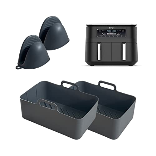 Silicone Air Fryer Liners for Ninja Air Fryer Dual, Ninja Air Fryer Accessories, Reusable Air Fryer Silicone Liner, 7.6l Airfryer Liners, Airfrye