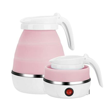 Swetup Foldable Kettle, Portable Foldable Electric Kettle Food Grade Silicone Boil Dry Protection Electric Kettle with Separable Power Cord Ideal