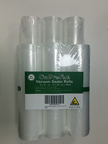 O2frepak 6Pack (3)20x600cm and (3)28x 600cm Food Textured Vacuum Sealer Bags Rolls with BPA Free,Embossed Vacume Sealer Storage Bags Rolls for Fo