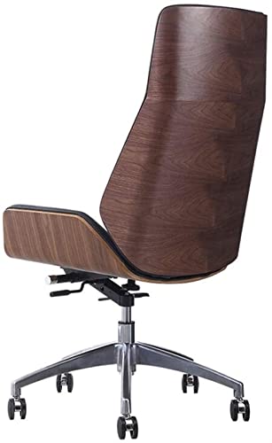 ZXFYHD Desk Chair,Office Chair Solid Wood And Leather High Back Household Desk Lifting Swivel Chair Business Reception Conference Chair