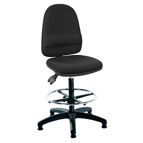LAB SPACE - Mist 2 Draughtsman Chair Upholstered in Black, Charcoal or Blue Fabric - High Office Chair, Lab Chair, Bench Chair, Drafter Chair (Bl