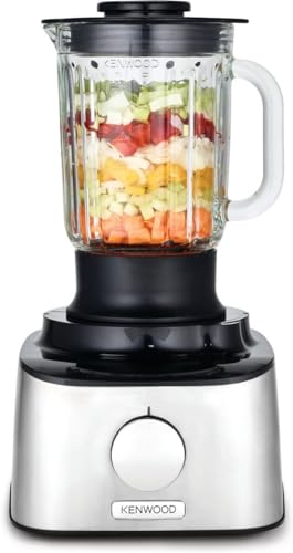 Kenwood Multipro Compact Food Processor, 1.2L Bowl, 1.2L Thermo-resist Glass Blender, Dough Hook, Whisk, Reversible Slicing and Grating Discs, Sp