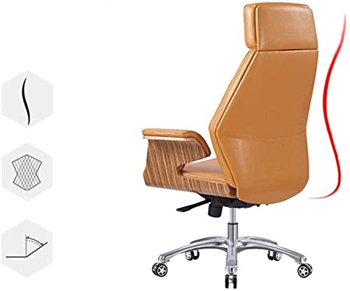 HJW Ergonomic Office Chair Home Leather Office Chair High Back Chair Adjustable Casters Wheeled Chair Armchair,58X58X96-104Cm