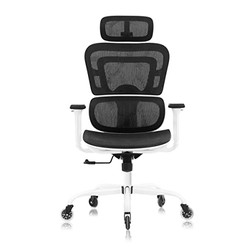 KERDOM Office Chair, Ergonomic Desk Chair with 3D Adjustable Headrest and Armrests Lumbar Support and Comfortable Reclining High Back Mesh Comput