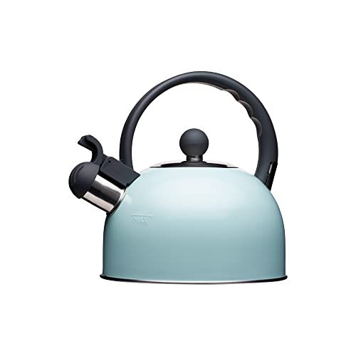 KitchenCraft Living Nostalgia Stove Top Kettle, Whistling, Induction, Metal, 1.3 Litre, Vintage Blue