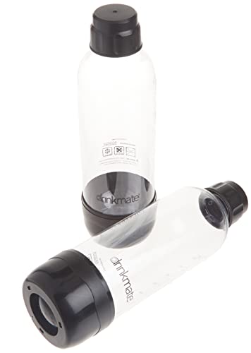DrinkMate Soda Maker Carbonation Bottles (2 Pack) (1L, Black)