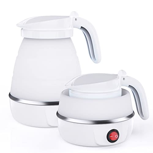 Foldable Electric Kettle, Camping Kettle, Mini Travel Kettle, Silicone Electric Water Boiler, Tea Coffee Maker, Portable Coffee Kettle with Separ