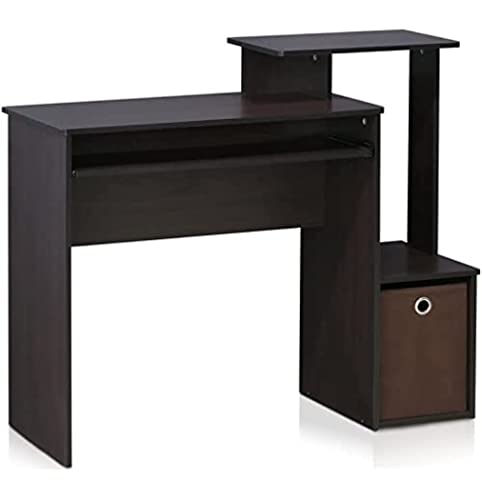 Furinno Econ Multipurpose Home Office Computer Writing Desk, Computer Desk, Study Desk, w/Bin, Black/Brown, 100.1 (W) x 86.6 (H) x 39.9 (D) cm