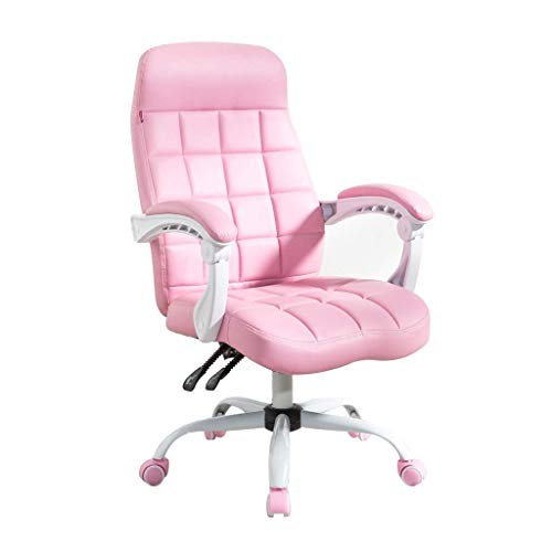 Mu Home Office Chair Boss Reclining Office Chair Girls Cute Bedroom Computer Chair Lying Sleeping Seat Loading 300Kg,Pink,64 * 64 * 107Cm