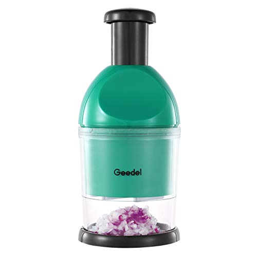Geedel Food Chopper, Easy to Clean Manual Hand Chopper Dicer, Slap Press Chopper Mincer for Vegetables Onions Garlic Nuts Salads and More - Save