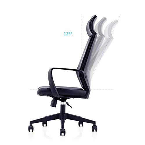 KJHD Office Chair with Headrest Pillow Adjustable Ergonomic Lift Transfer Home Computer Chair Simple Modern Backrest Stool