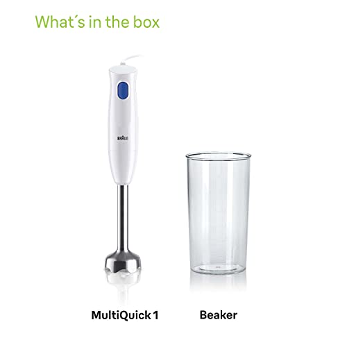 Braun MultiQuick 1 Hand Mixer MQ10.001M, Lightweight Mixer with EasyTwist Technology, One Speed, 600ml Beaker Included, 450W, White