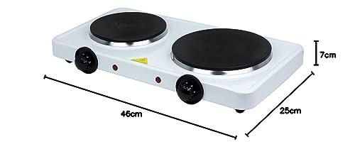 STATUS Colorao Double Hot Plate | 2500W White Electric Stove | Stainless Steel | COLORADO1PKB4
