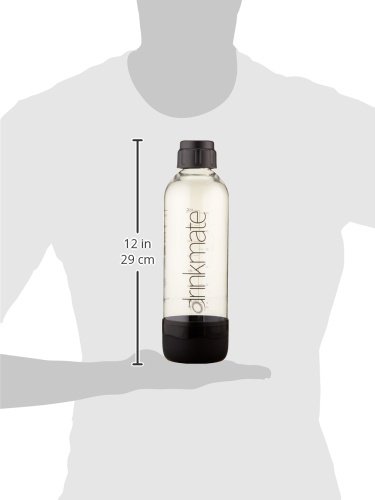 DrinkMate Soda Maker Carbonation Bottles (2 Pack) (1L, Black)