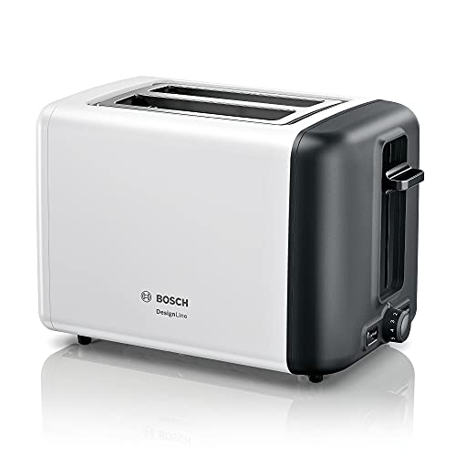 Bosch TAT3P423GB DesignLine Toaster, Stainless Steel, 970 W, Black